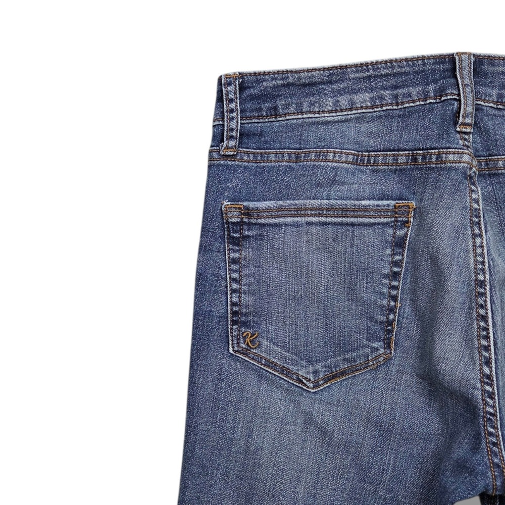 Kut from the Kloth Stella Flare Jeans Womens 6 Fray Hem Mid Rise Denim STAIN - Picture 6 of 12